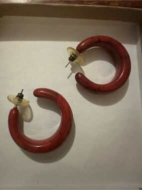 Red Hoop Earrings - Classic Resin Hoops